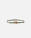 Pinko Fine Ceinture Love Birds En Cuir 2cm In Vertiver Green-antique Gold