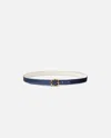 Pinko Reversible Calfskin Belt In Blue