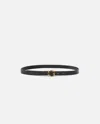 Pinko Reversible Thin Leather Belt In Black-antique Gold
