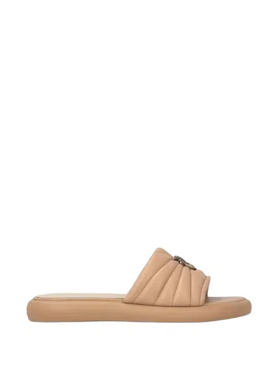 Pinko Fiona Leather Slip-on Sandals In Neutral