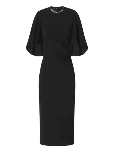 Pinko Fitted Black Midi Dress With Flared Short Sleeves And Subtle Embellishments