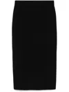 Pinko Fitted Black Midi Skirt With Smooth Texture In Black