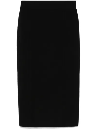 PINKO PINKO FITTED BLACK MIDI SKIRT WITH SMOOTH TEXTURE