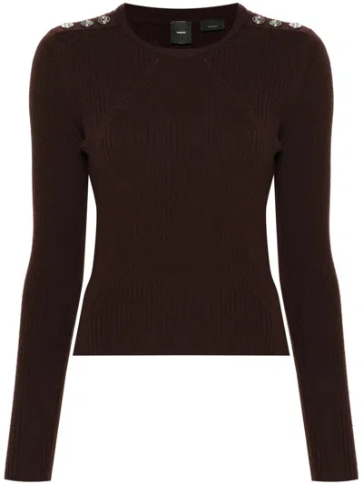 Pinko Fitted Brown Knitted Sweater
