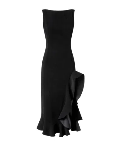 Pinko Fitted Dress With Flounces In Black