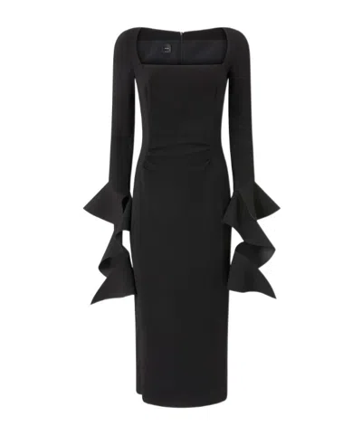 Pinko Formina Square-neck Midi Dress In Black