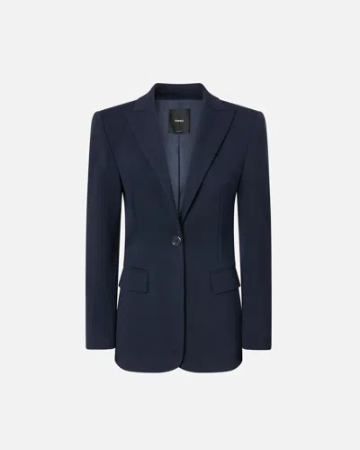 Pinko Fitted Full Milano Knit Jacket In Blue