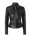 Pinko Blouson De Motard Court En Cuir Et Tissu Technique In Black