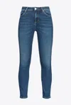 Pinko Fitted Jeans In Blue Stretch Denim In Lavaggio Medio Scuro