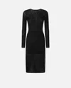 Pinko Fitted Lace Dress With Open Back In Nero Limousine