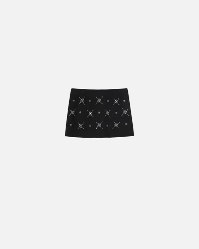 PINKO SLIM-FIT MINI SKIRT WITH SHINY EMBROIDERY