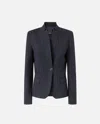 Pinko Tailored Pinstripe Blazer With Structured Shoulders In Blue