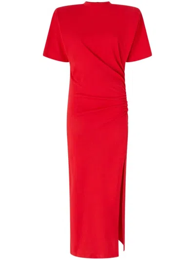 PINKO PINKO FITTED RED MIDI DRESS