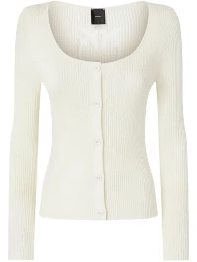 PINKO PINKO FITTED RIBBED CARDIGAN WITH SCOOP NECKLINE