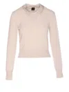 Pinko Fitted Sweater With Embellished Collar And Ribbed Details In Pink