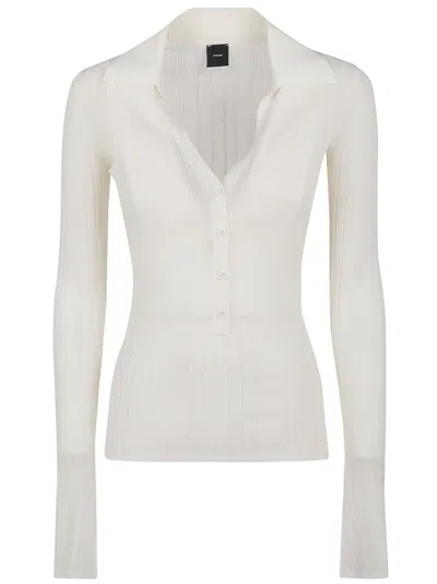 PINKO PINKO FITTED TOP WITH CLASSIC COLLAR AND V-CUT BACK
