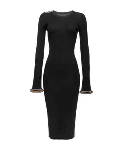 Pinko Flame-sleeve Dress In Black