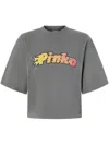 Pinko Flaming Logo Print T-shirt In Grey