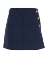 Pinko Tweed Miniskirt Gold-tone Buttons In Blue