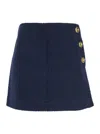 Pinko Tweed Miniskirt Gold-tone Buttons In Blue