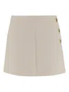 Pinko Wrap-style High-waisted Tweed Miniskirt With Gold-tone Buttons In Neutral