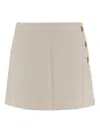 Pinko Wrap-style High-waisted Tweed Miniskirt With Gold-tone Buttons In White
