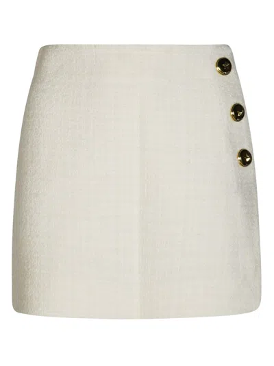 Pinko Flan Tweed Skirt In White