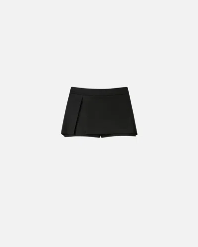 Pinko Flannel Mini Skirt-effect Shorts In Limo Black