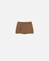 Pinko Flannel Miniskirt Shorts In Marron Noisette