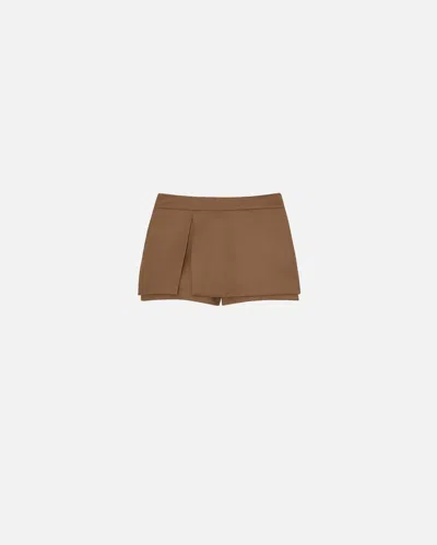 Pinko Flannel Miniskirt Shorts In Marron Noisette