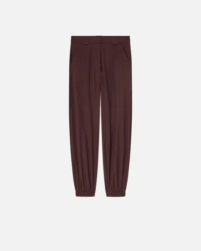 Pinko Flannel Utility Trousers With Elasticated Bottom Hem In Bordeaux Intenso