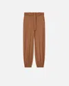 Pinko Flannel Utility Trousers With Elasticated Hem Detail In Marron Noisette