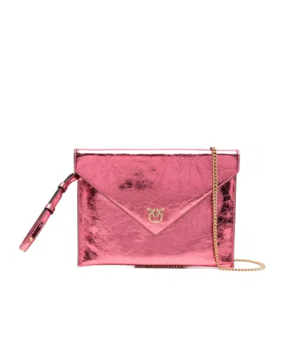 Pinko Flap Chain Clutch In Pink