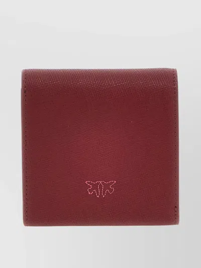 Pinko Flap Compact Textured Wallet In Red
