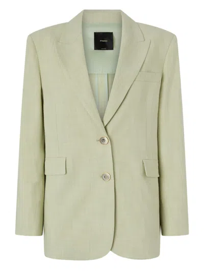 Pinko Flap Pocket Button Fastening Long Sleeve Jacket With Peaked Lapels In Green