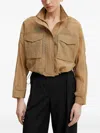 Pinko Flap-pocket Cropped Jacket In Brown