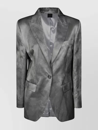 Pinko Flap Pocket Satin Lapel Jacket In Gray