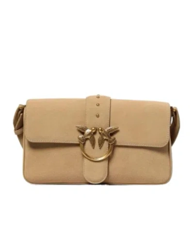 Pinko Flap Shoulder Bag In Brown