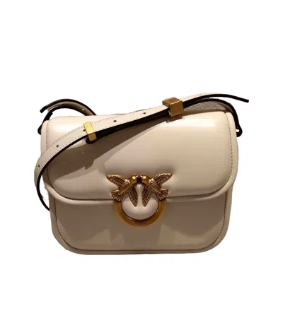 Pinko Flap Shoulder Bag In Bianco Seta Antique