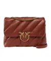Pinko Quilted Chain Strap Satchel Bird Embellishment In Brown
