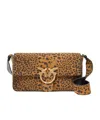 Pinko Slouchy Bag In Leopard Suede In Brown