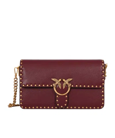 Pinko Flap Shoulder Bag In Burgundy