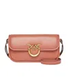 Pinko Small Love Bag Box Crossbody Bag In Nappa Leather In Brown