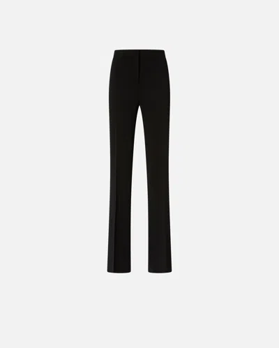 Pinko Flared Elegant Trousers In Technical Cady In Limo Black