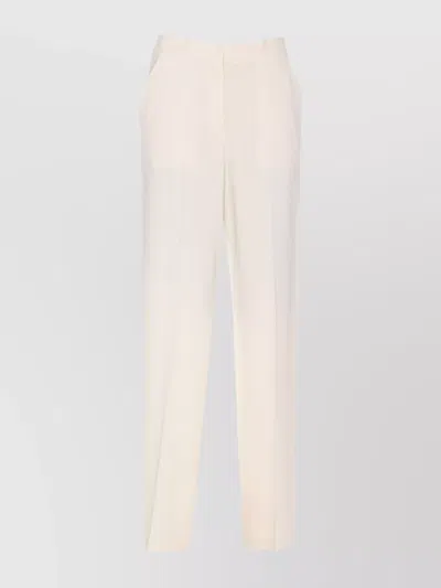 Pinko Flared Fit Trousers With Pockets And Pleats In White
