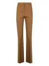 Pinko High-waisted Straight-leg Trousers In Viscose Blend In Brown