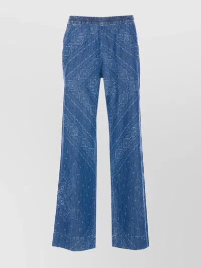 Pinko Flared High Waist Trousers With Side Pockets In Blue