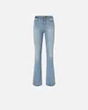 Pinko Flared Jeans With Bird Logo Belt In Délavage Clair Vintage