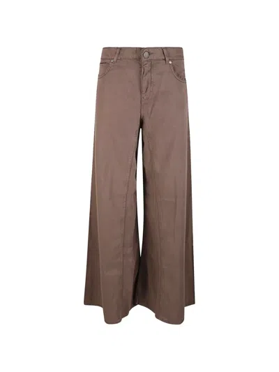 Pinko Flared Jeans With Super Wide Leg In Brown