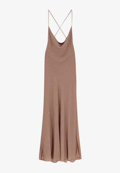 Pinko Flared Maxi Dress In Neutral